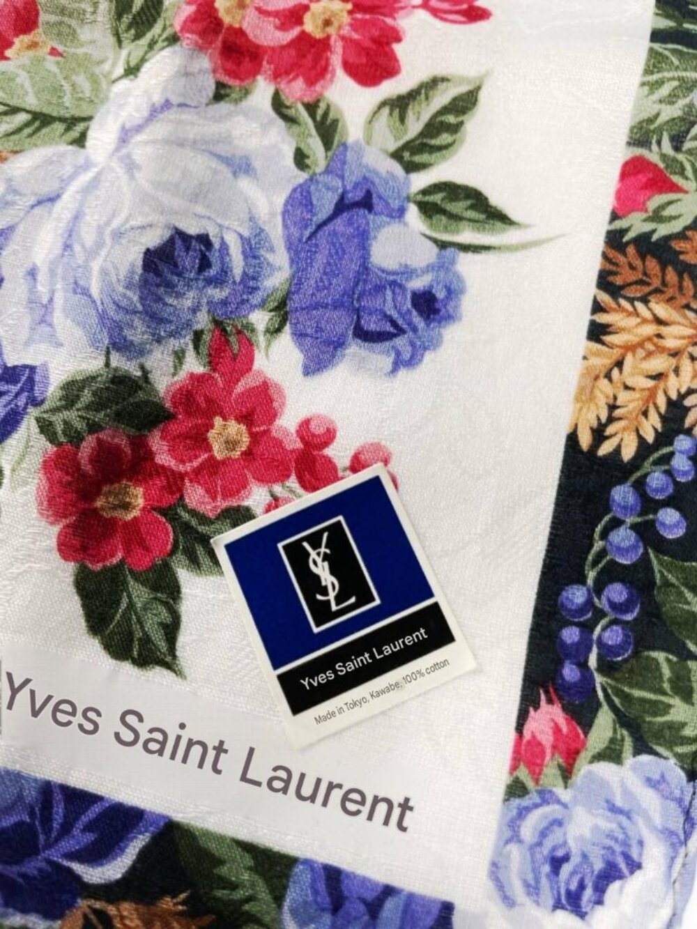 New With Tags Yves Saint Laurent Floral Cotton Scarf - Picture 5 of 14
